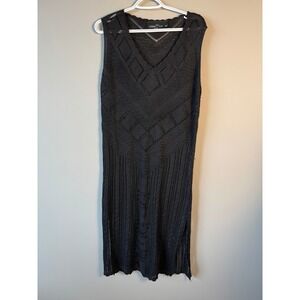 Urban Lux Resort Black Crochet Knit Sleeveless Maxi Swim Cover Up Dress OS